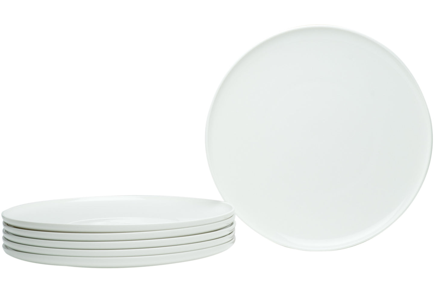 White Six Piece Round Coupe Porcelain Service For Six Dinner Plate Set