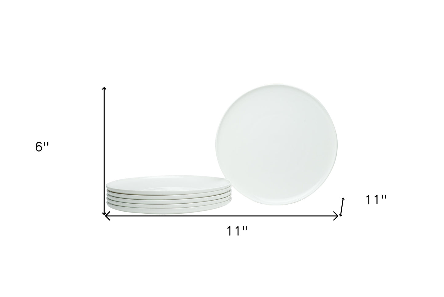 White Six Piece Round Coupe Porcelain Service For Six Dinner Plate Set