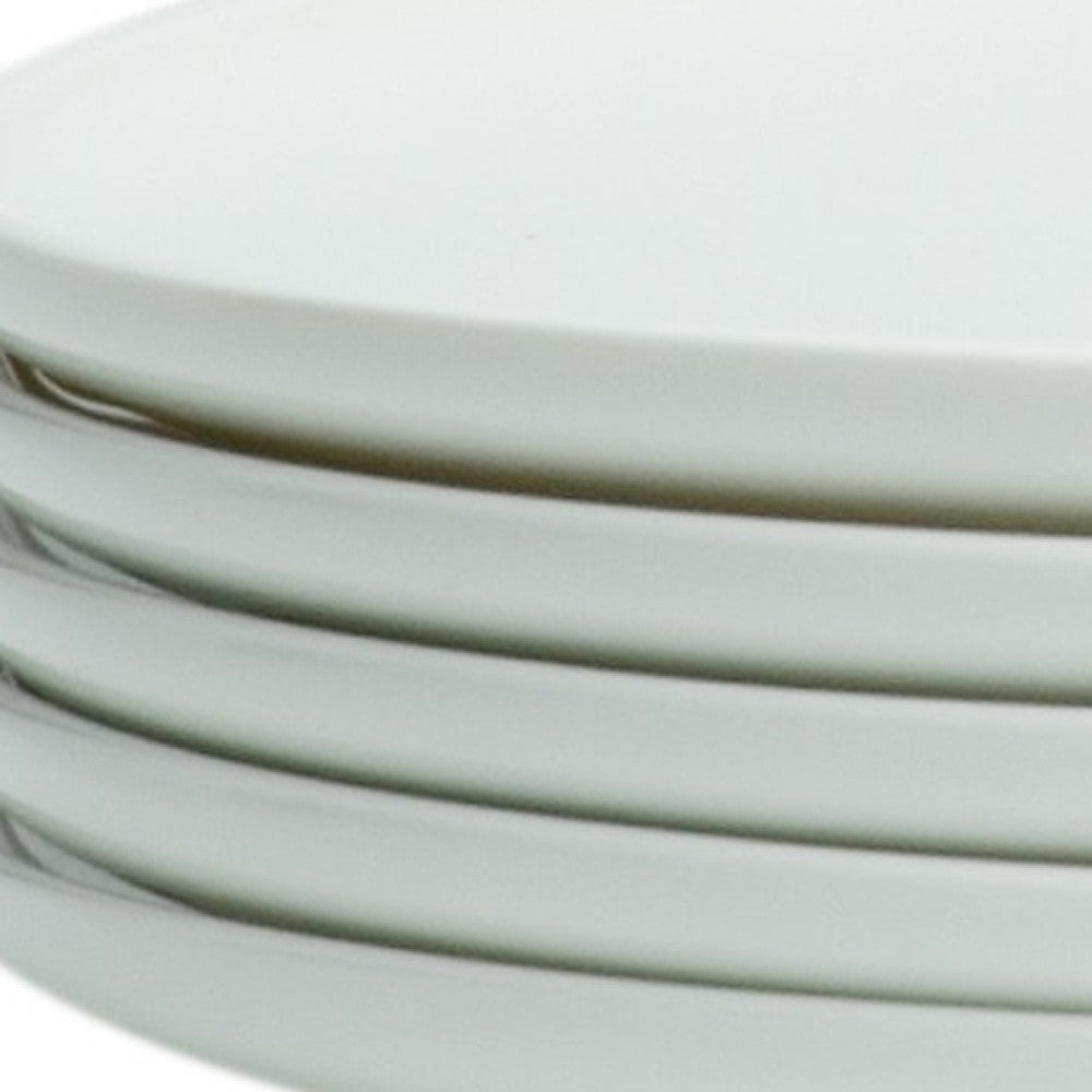 White Six Piece Round Coupe Porcelain Service For Six Dinner Plate Set