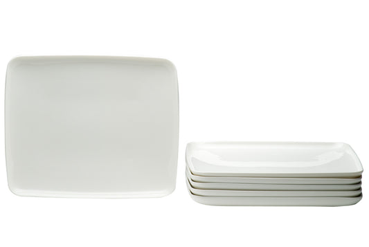 White Six Piece Rectangle Porcelain Service For Six Dinner Plate Set