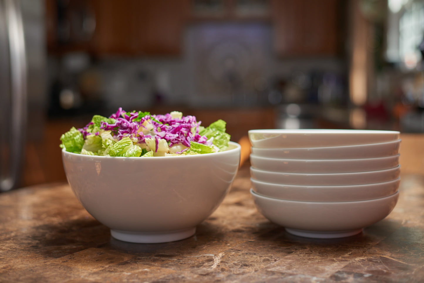 White Porcelain Large Round Serve Bowl