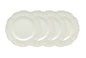 White Four Piece Round Scallop Stoneware Service For Four Salad Plate Set