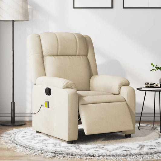 Electric Massage Recliner Chair Cream Fabric