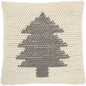 20" X 20" Ivory And Grey Zippered Handmade Polyester Christmas Tree Throw Pillow