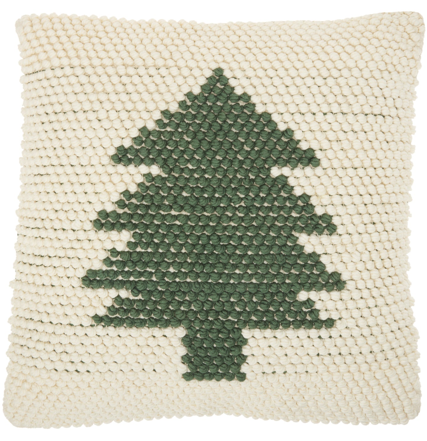 20" X 20" Green And Ivory Christmas Tree Textural Throw Pillow