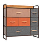 32" Gray Steel and Fabric Seven Drawer Dresser