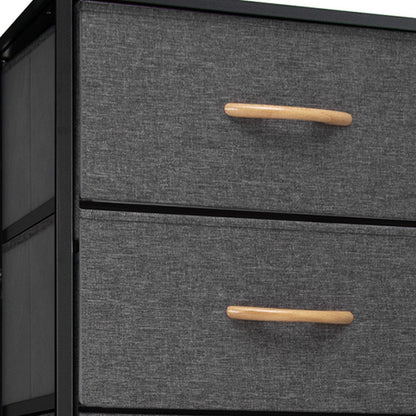 18" Gray and Black Steel and Fabric Six Drawer Chest