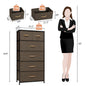 23" Brown Steel and Fabric Six Drawer Combo Dresser