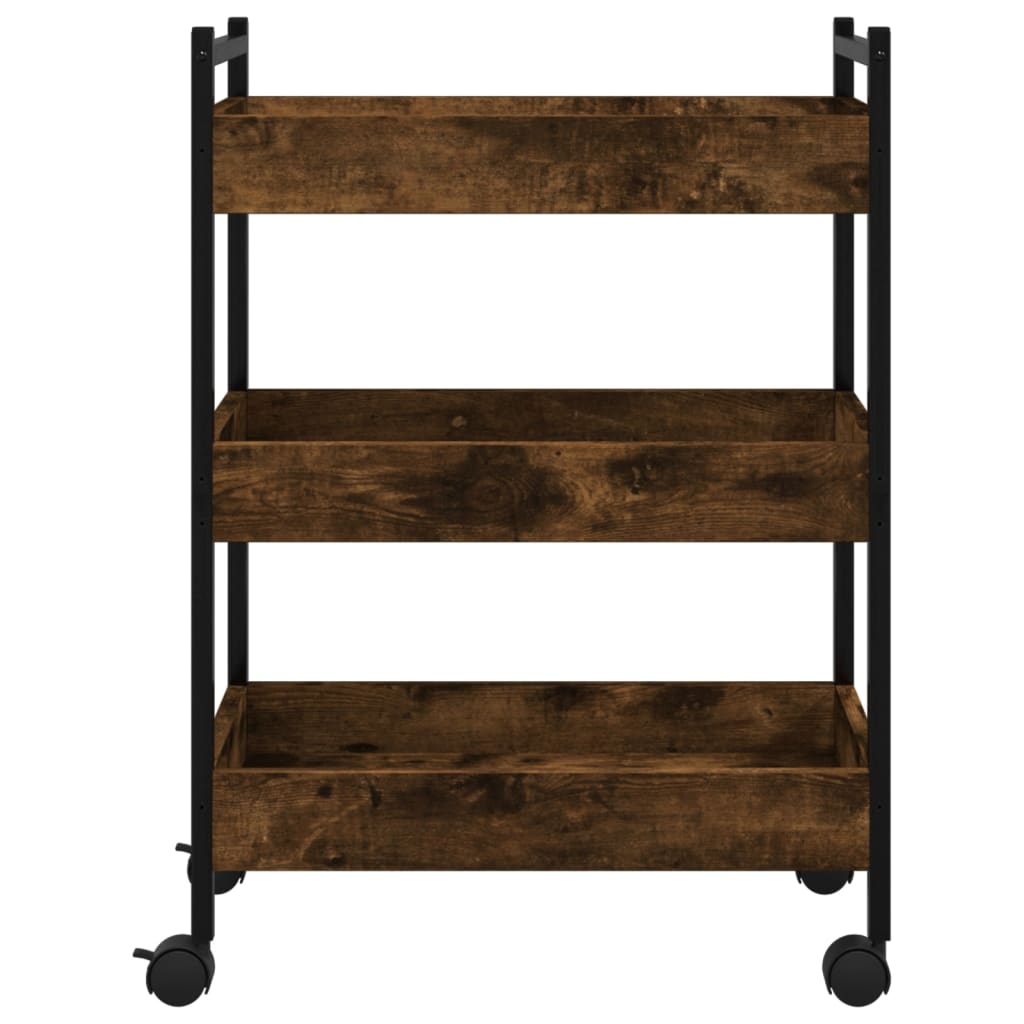 Kitchen Trolley Smoked Oak 19.7"x11.8"x27.6" Engineered Wood