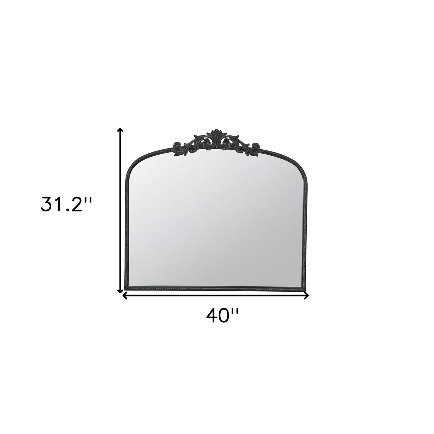 31" Black Arch Iron Framed Accent Mirror