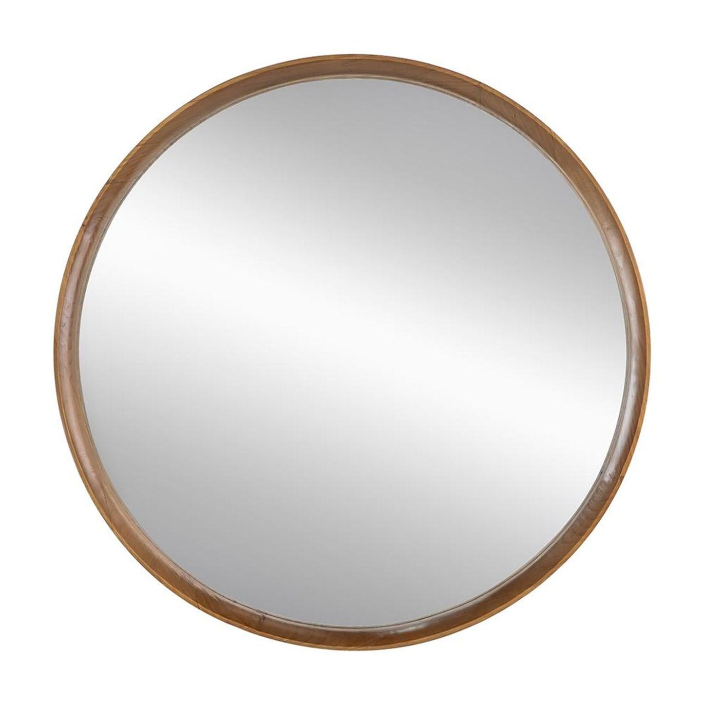 32" Brown Round Framed Accent Mirror