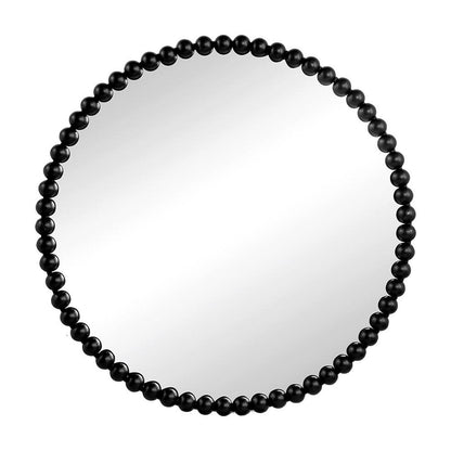 32" Black Round Iron Framed Accent Mirror