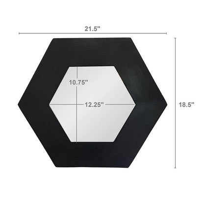 19" Black Hexagon Wood Framed Accent Mirror