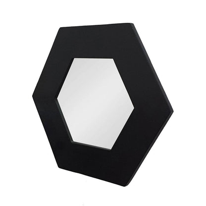 19" Black Hexagon Wood Framed Accent Mirror