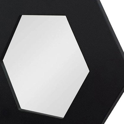 19" Black Hexagon Wood Framed Accent Mirror