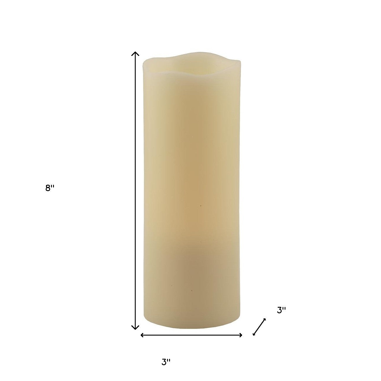 8" Ivory Flameless Pillar Candle