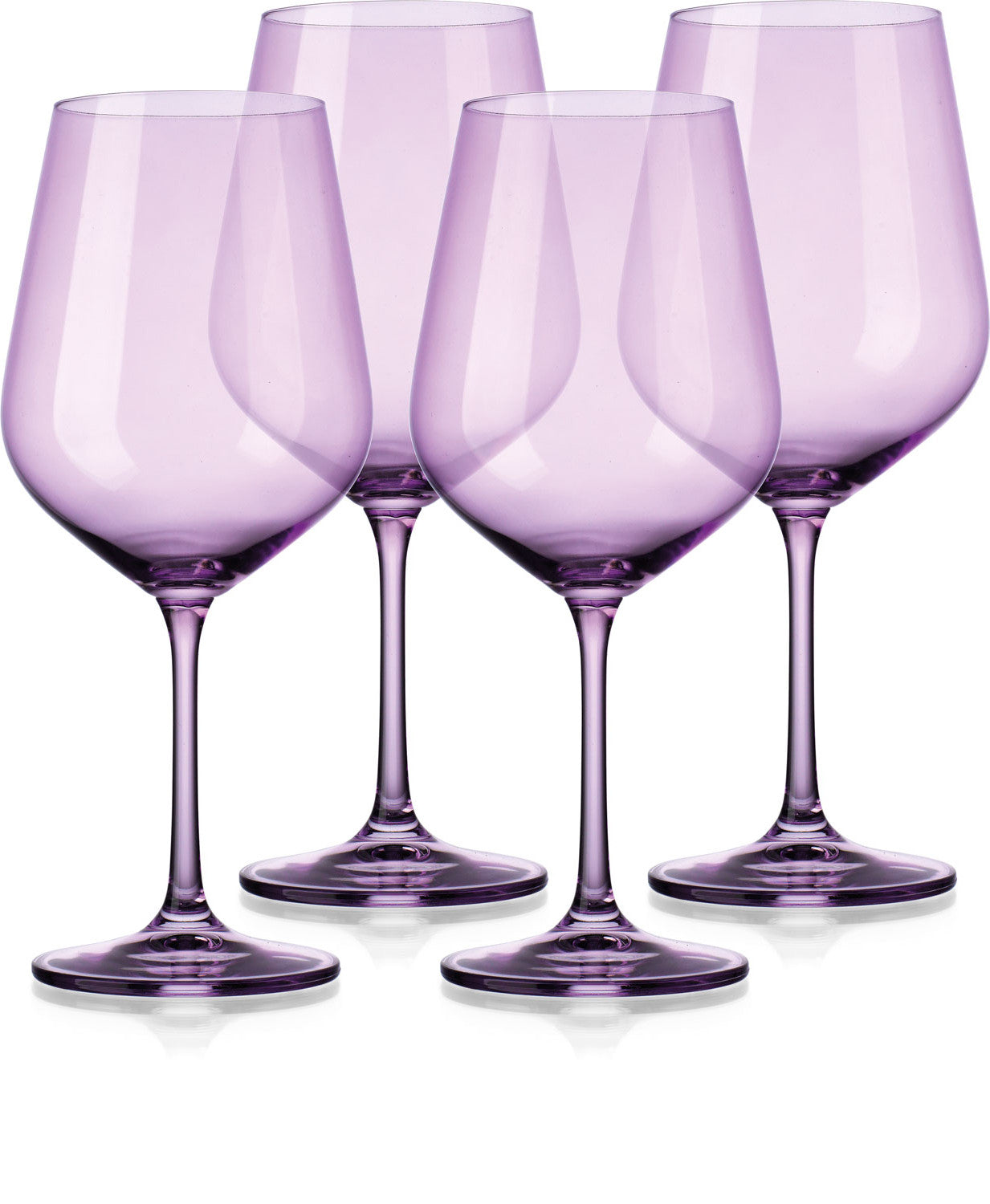 Set of Four Translucent Purple Large Wine Glasses