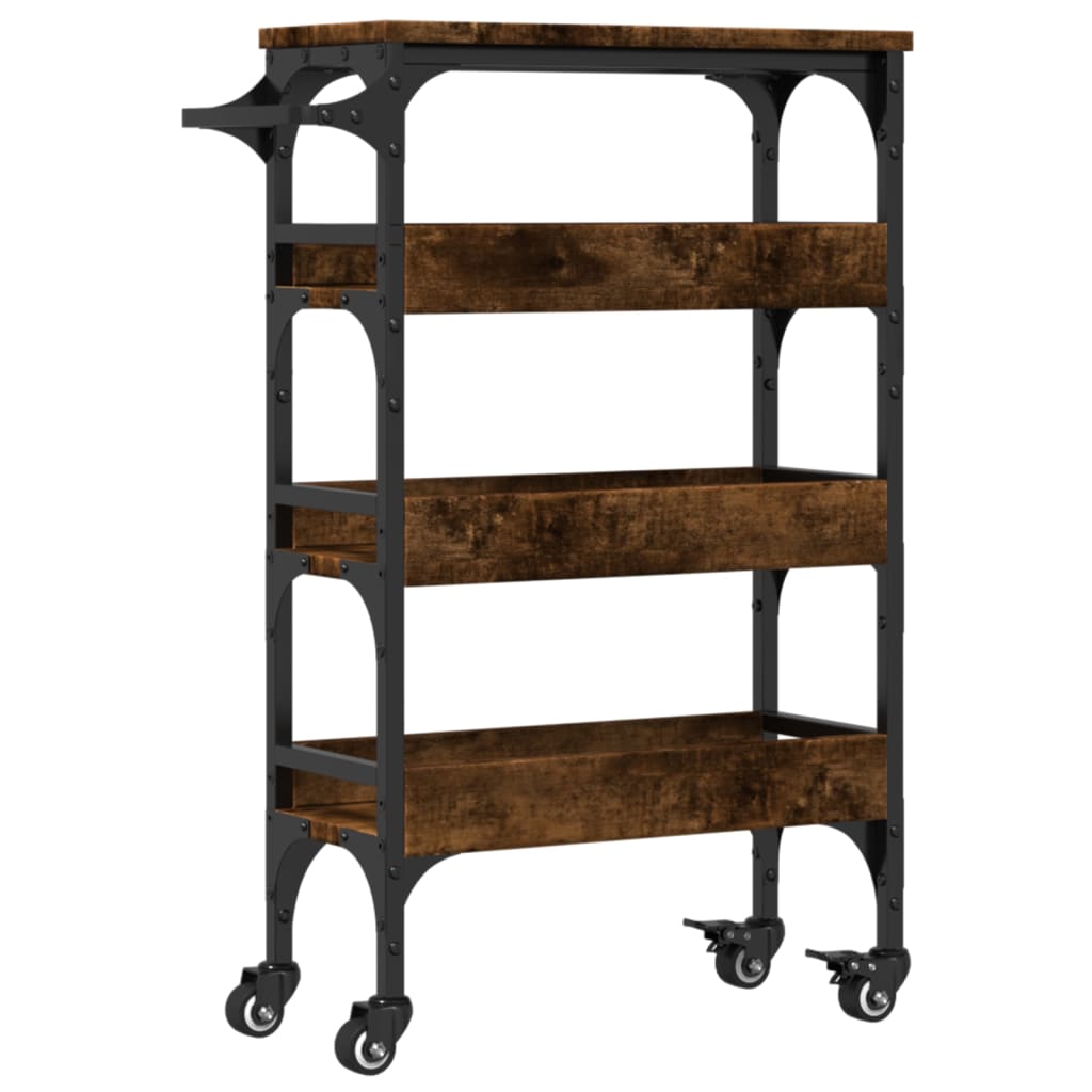 Kitchen Trolley Smoked Oak 20.9"x7.9"x29.9" Engineered Wood