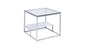 22" Chrome And Clear Glass Square End Table With Shelf