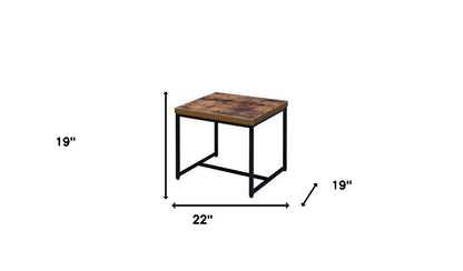 19" Black And Brown Oak Manufactured Wood And Metal End Table