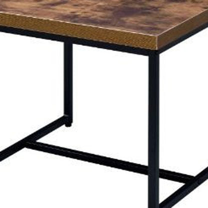 19" Black And Brown Oak Manufactured Wood And Metal End Table