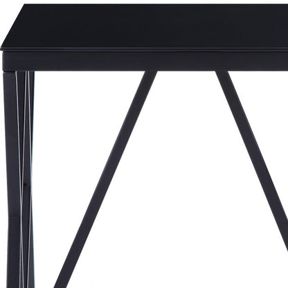 21" Black Glass And Metal Square End Table