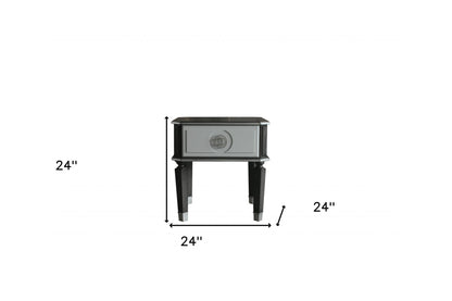 24" Charcoal And Light Gray Manufactured Wood Square End Table