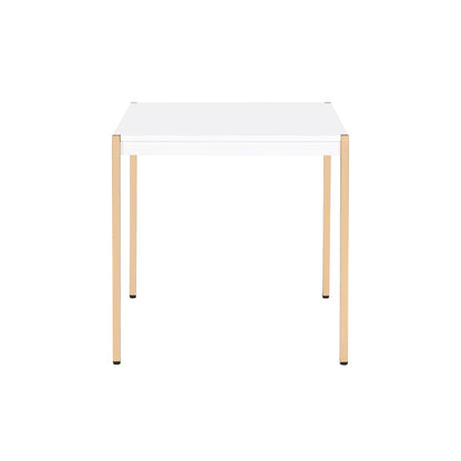 24" Gold And White Manufactured Wood Square End Table