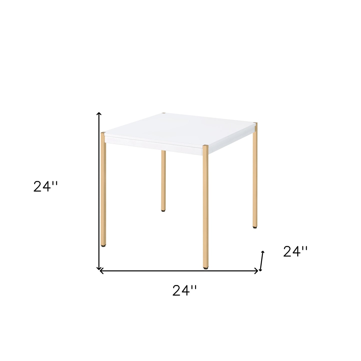 24" Gold And White Manufactured Wood Square End Table