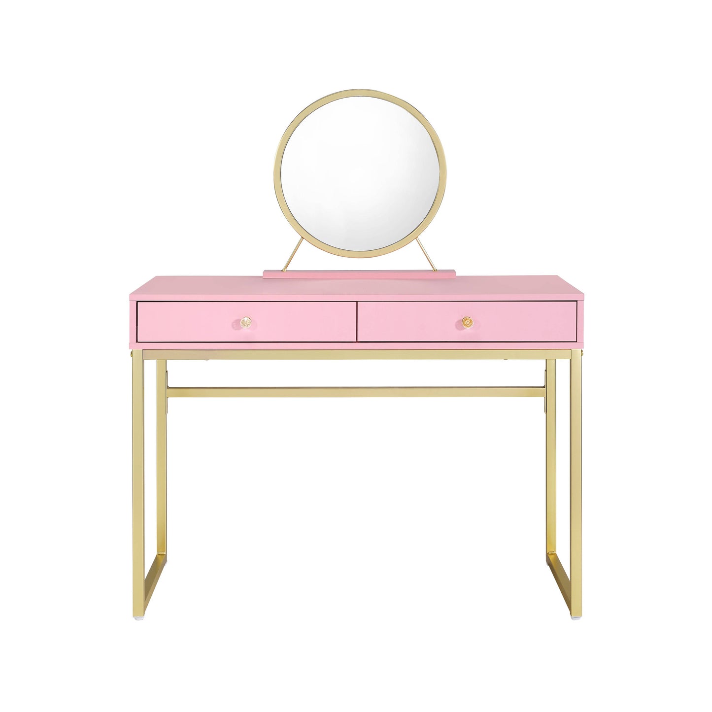 42" Pink Mirrored Two Drawer Dresser