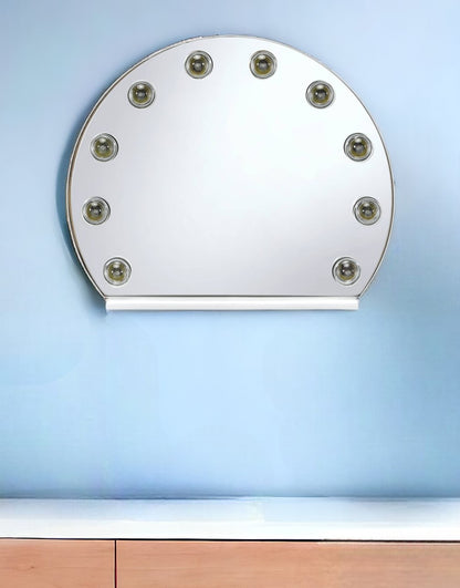 15" White Finish Round Accent Mirror