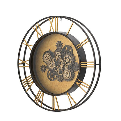 28" Circle Copper Metal and Glass Analog Exposed Gear Wall Clock