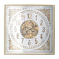 32" Square Gold and Silver Wood and Mirror Analog Exposed Gear Wall Clock