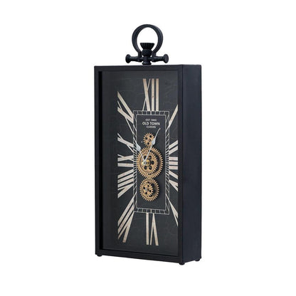 10" Black and Gold Metal and Glass Analog Vintage Style Crackle Wall Clock