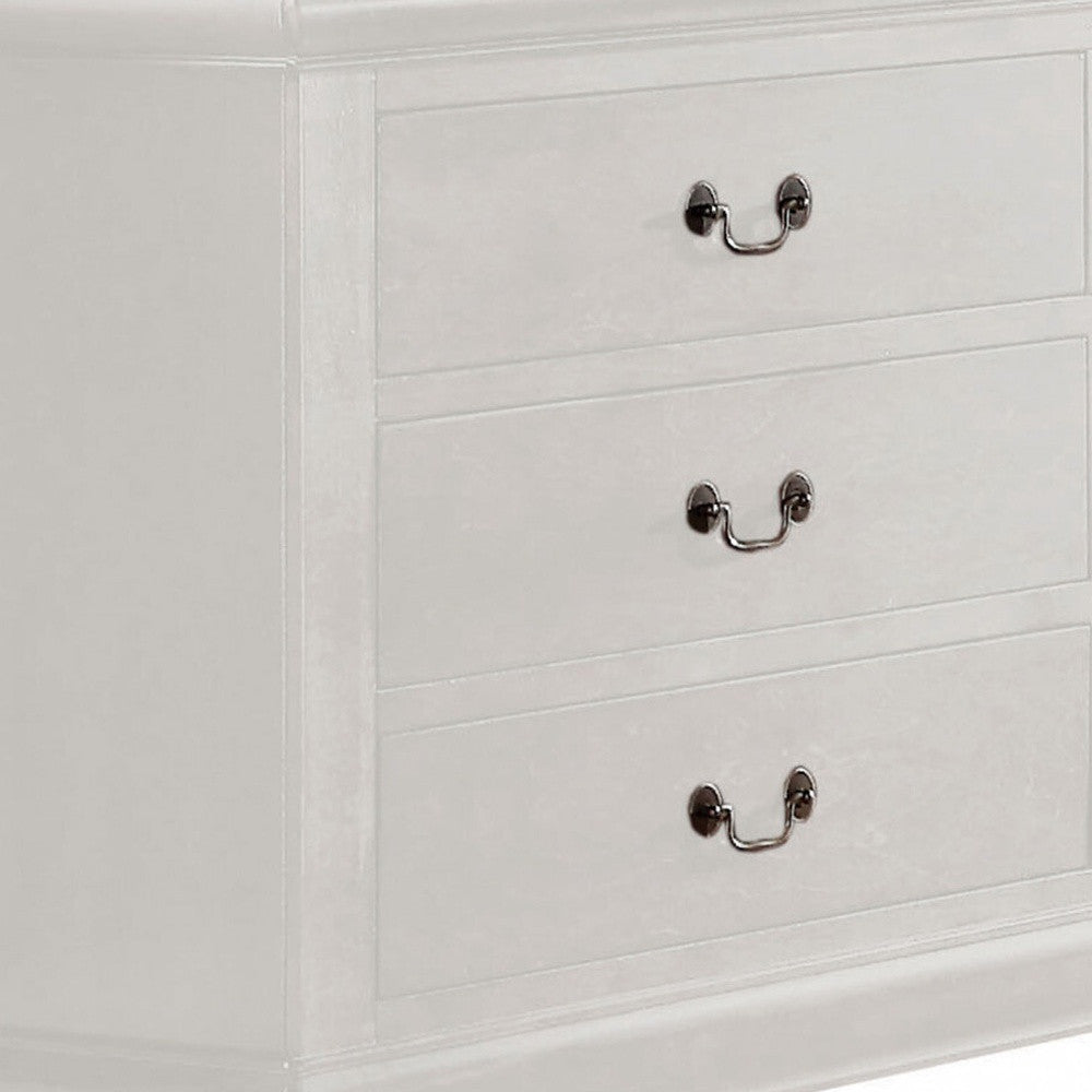 57" White Solid Wood Six Drawer Double Dresser