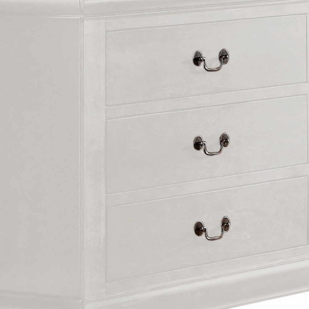 57" White Solid Wood Six Drawer Double Dresser