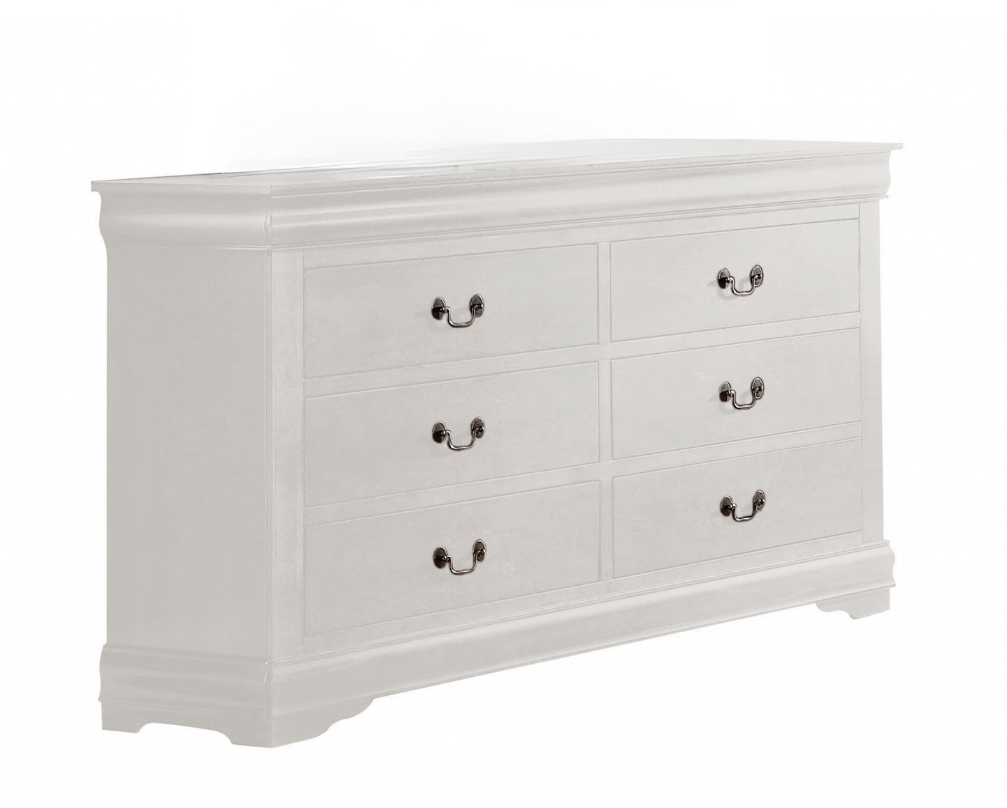 57" White Solid Wood Six Drawer Double Dresser