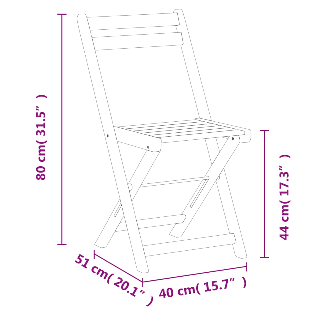 Folding Bistro Chairs 6 pcs Solid Wood Acacia