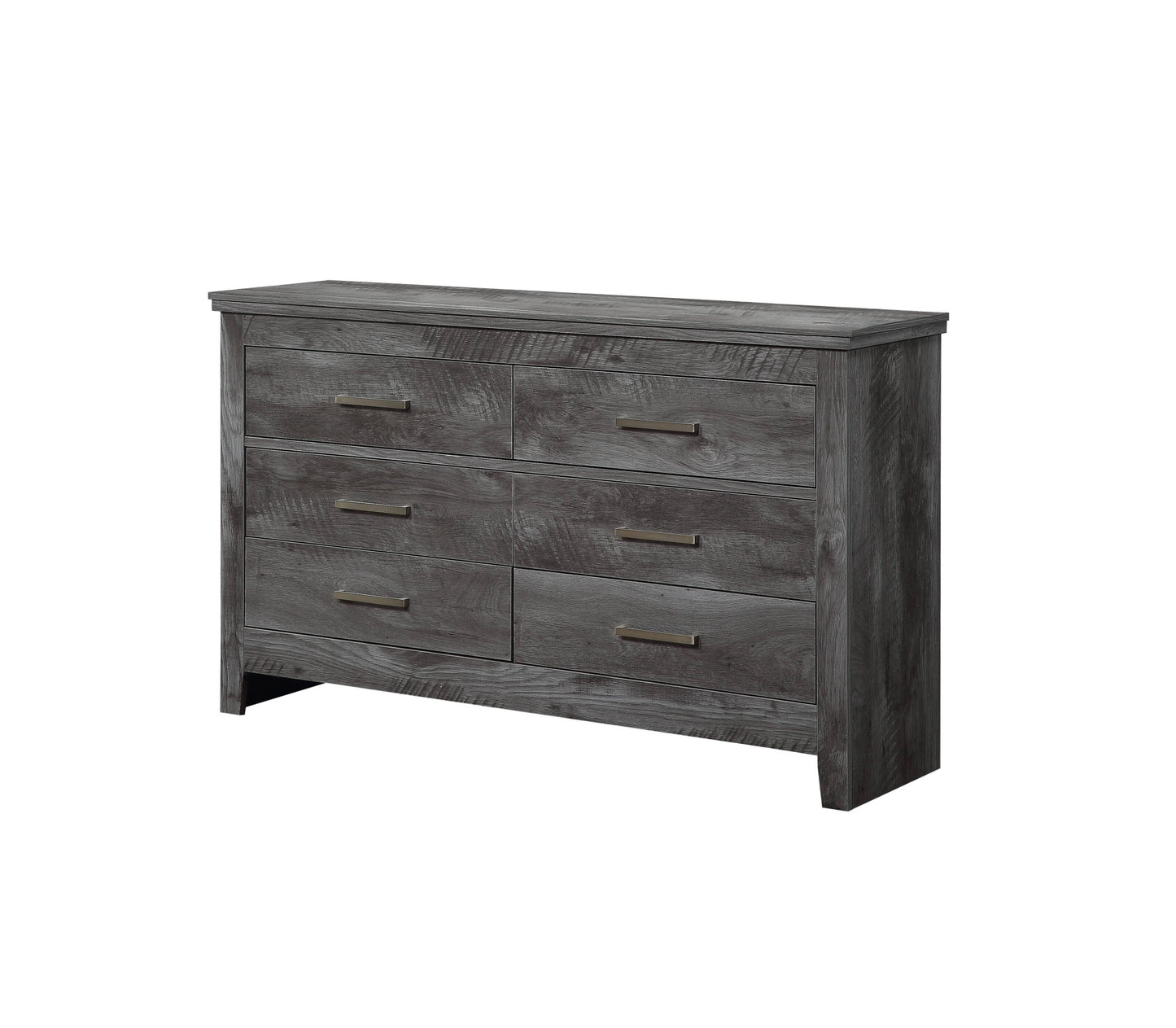 57" Gray Solid and Manufactured Wood Six Drawer Double Dresser