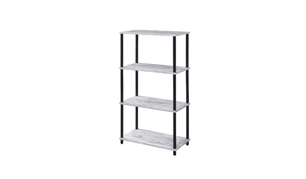 44" Antiqued White Metal Four Tier Etagere Bookcase