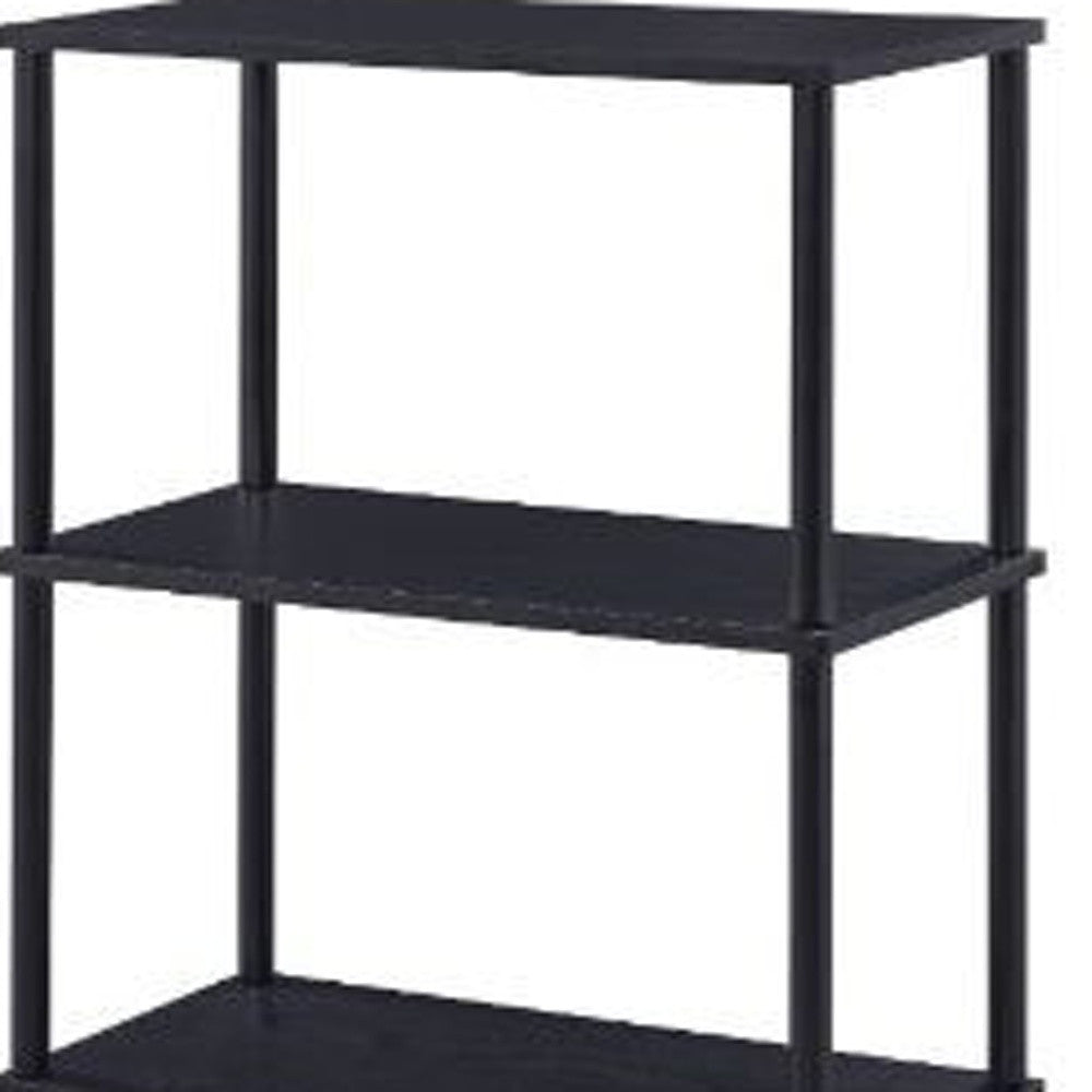 44" Black Metal Four Tier Etagere Bookcase