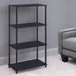 44" Black Metal Four Tier Etagere Bookcase