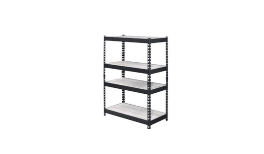 48" Brown and Black Metal Adjustable Four Tier Bookcase