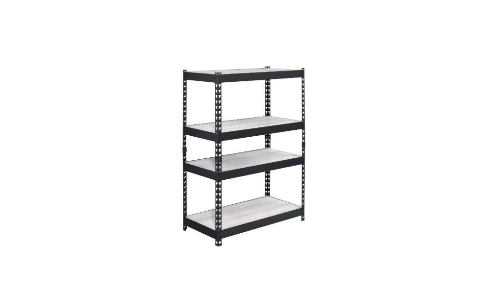 48" Brown and Black Metal Adjustable Four Tier Bookcase