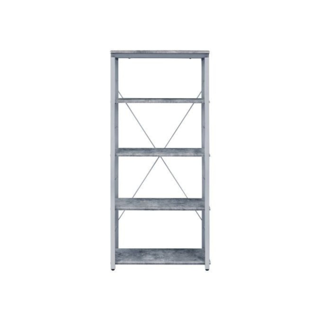 54" Gray and Silver Metal Four Tier Etagere Bookcase