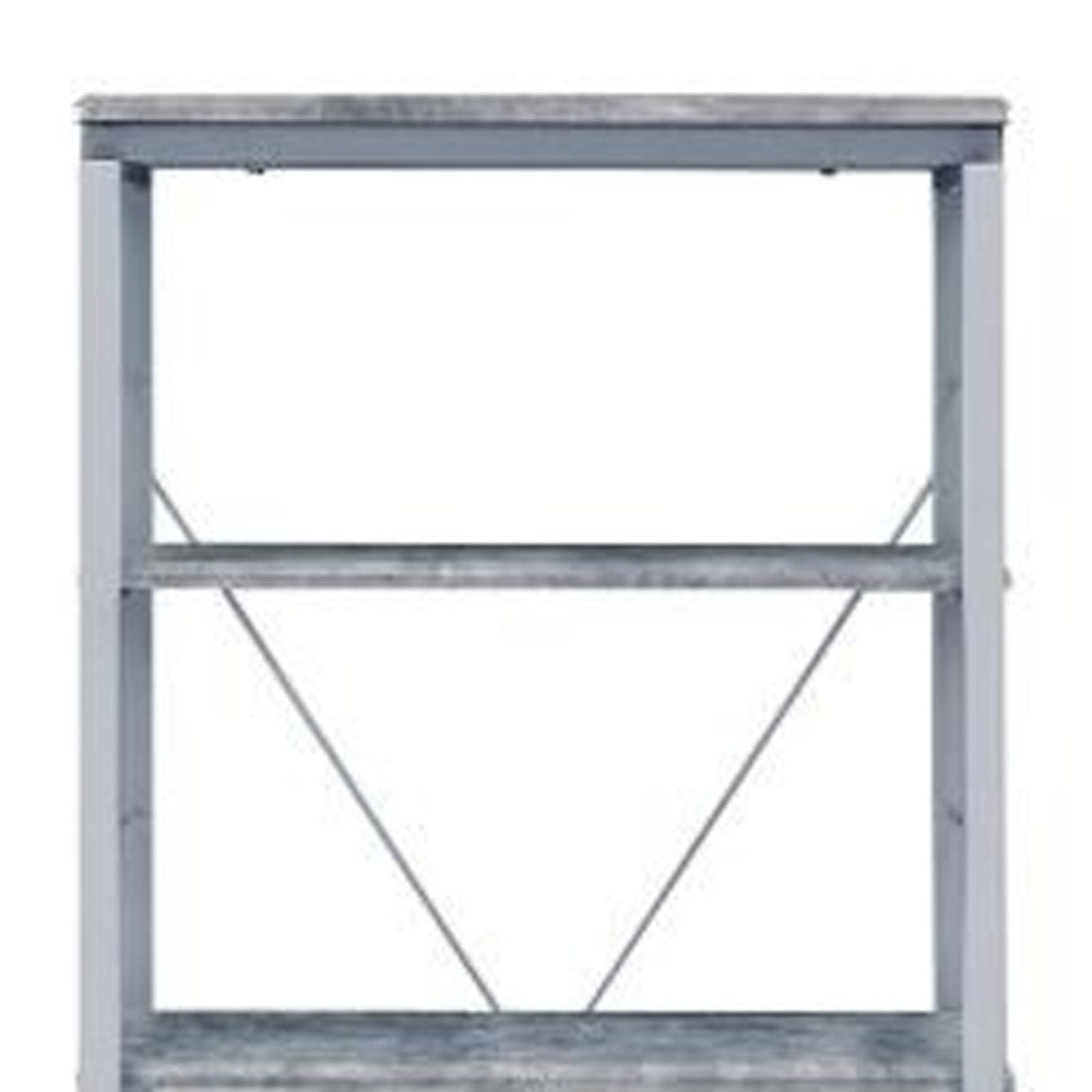 54" Gray and Silver Metal Four Tier Etagere Bookcase