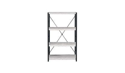 43" Antiqued White Metal Four Tier Etagere Bookcase