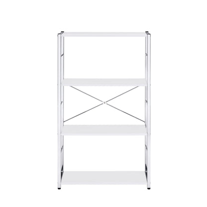 42" White Metal Four Tier Etagere Bookcase