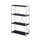 42" Black and Silver Metal Four Tier Etagere Bookcase