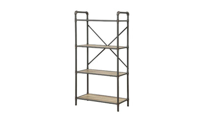 49" Gray Brown Metal Four Tier Etagere Bookcase